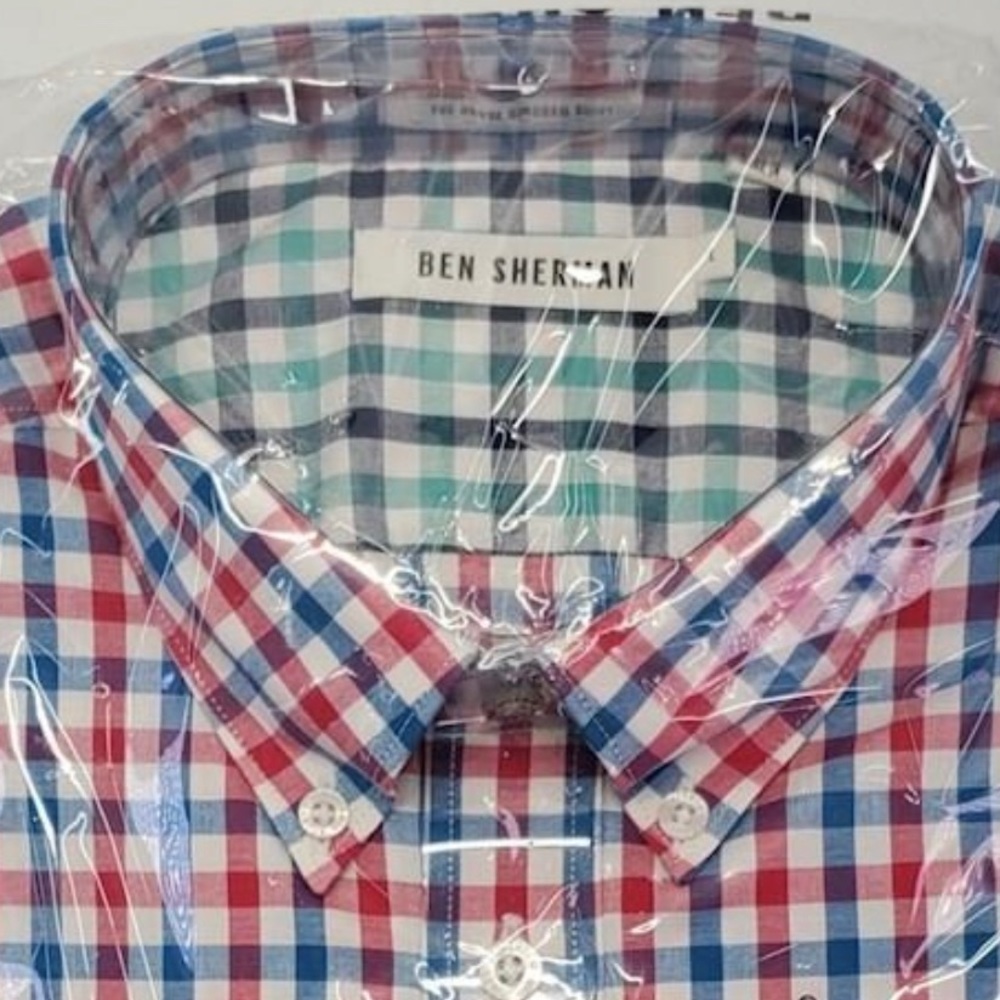 Ben Sherman,Red,White and Blue House Gingham Long Sleeve Shirt. NWT Size Large - Picture 4 of 5